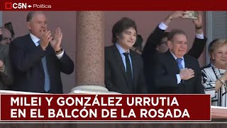 MILEI Y GONZÁLEZ URRUTIA EN EL BALCÓN DE LA ROSADA