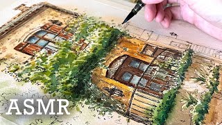 ASMR | sketching & painting with me(no music) Sketch sounds 🎧Relaxing art