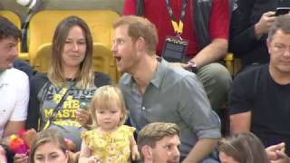 Sneaky toddler steals Prince Harry's popcorn