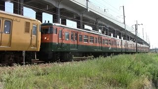 【山陽本線】JR西日本　地域色+湘南色115系電車　ｵｶD-17編成+ｵｶD-26編成