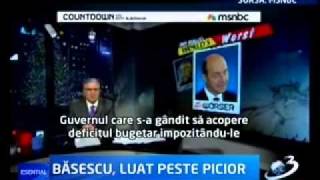 Basescu, subiect de parodie în SUA  Cel mai nesuferit om din lume  Se apara purtând mov joia