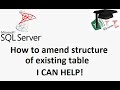 MS SQL tutorial on adding columns to existing tables. Alter table. Add Alter Drop column.