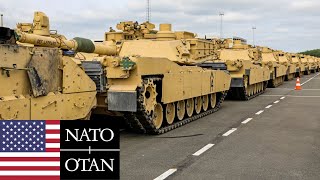 US Army, NATO. M1A2 Abrams tanks from the 1st Cavalry Division arrive in Poland.