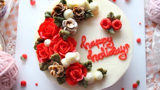 🎄Christmas Flower Cake 크리스마스 케이크 크레센트스타일 만들기