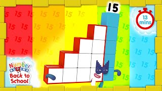 @Numberblocks- #BacktoSchool | Level Three | All the Best Fifteen Moments | FULL EPISODES