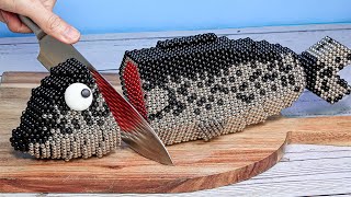 Magnetic Salmon Fish Cutting & Sashimi | DIY Satisfying & Stop Motion Cooking ASMR