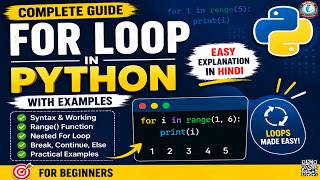 Python For Loop Tutorial in Hindi | Complete Guide with Examples | Python Programming for Beginners