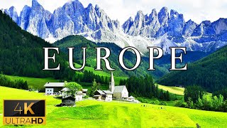 FLYING OVER EUROPE (4K UHD) - Piano Music Along With Beautiful Landscape s For T