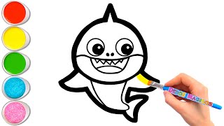Dibujemos y Coloreemos Juntos al Maravilloso Tiburón Bebé ❤️🦈❤️ Amigos Animales #118