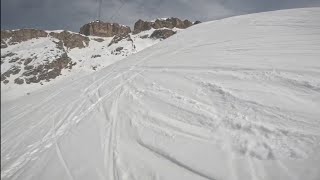 Backcountry ski descend: Sass Pordoi - Passo Pordoi (Dolomiti Italy)