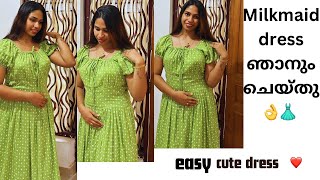 അങ്ങനെ pintrest model milk maid dress ഞാനും ചെയ്തു 👌stitching and cutting 👍|aishus world |