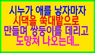 실화사연- 시누가 애를 낳자마자 시댁을 쑥대밭으로 만들며 쌍둥이를 데리고  도망쳐 나오는데...