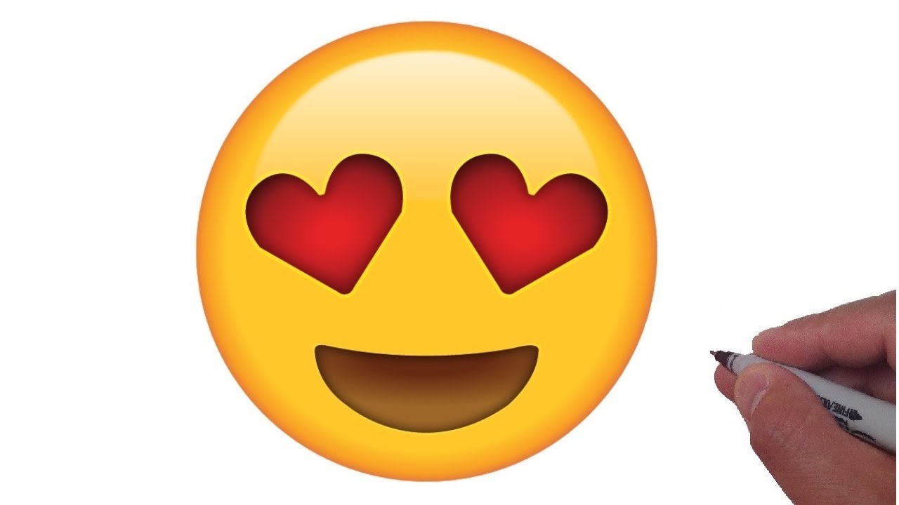 How To Draw The Heart Eyes Emoji Step By Step Tutorial Youtube