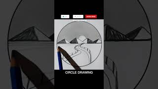 Scenery drawing sketch || easy circle scenery drawing || drawing video #shorts