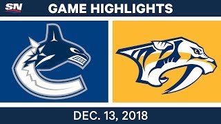 NHL Highlights | Canucks vs. Predators - Dec 13, 2018