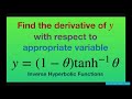 Find derivative of y= (1- x) tanh^(-1) x with respect to x. Inverse Hyperbolic Functions