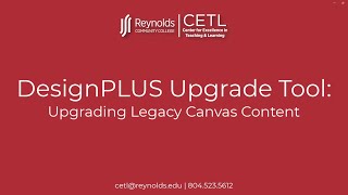 DesignPLUS Upgrade Tool: Upgrading Legacy Canvas Content