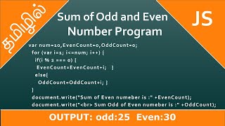 Sum of Odd and Even Numbers in Javascript