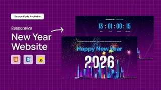 New Year Countdown Website with Fireworks & Animations | HTML CSS JS