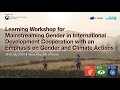 Mainstreaming Gender in International Development Cooperation with an Emphasis on Climate Action