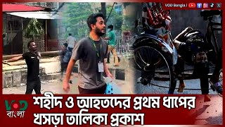 শহীদ ও আহতদের প্রথম ধাপের খসড়া তালিকা প্রকাশ | July August Revolution | VOD Bangla