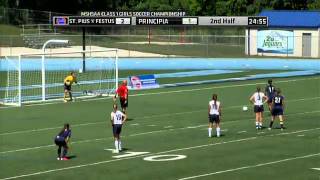 Haylee Eastridge of St. Pius X Festus scores a goal in the MSHSAA girls class 1 championship