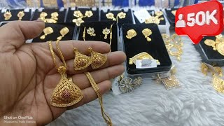 5 gram gold plated pandand set with earrings daily Wear looks real 9560055617 #jewellery #wedding