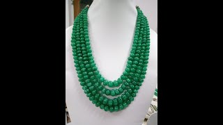 Emerald Beryl Gemstone Pumpkin Shape Beads Necklace #Emerald #Beads #PumpkinBeads