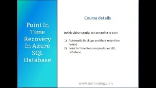 Point In Time Azure Database Restoration
