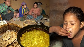 dharme brother's daughter is cooking for them || village cooking bread and radish gravy curry ||