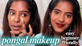 Beginner Friendly Affordable Pongal Makeup Look For Indian Brown Skin-Tamil🌼