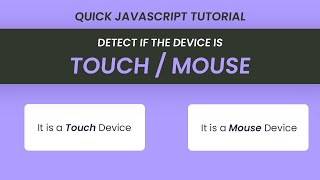 How To Detect Touch Screen Using Javascript