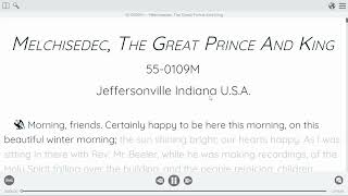 Rev W.M Branham - 55-0109M -  Melchisedec, The Great Prince And King