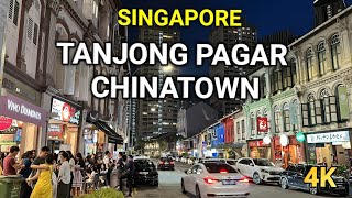 Singapore City 4K | Tanjong Pagar  and Chinatown Food Street Adventure | Singapore Street Food