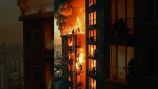 Rescuing a baby from a building fire in an apartment #firefighting #shorts #rescue