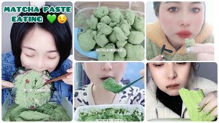 [ASMR] AMAZING MATCHA PASTE EATING BY MATCHA QUEEN 👸🏻 💚🍵 \u0026 HEAVY MATCHA ICE EATING LONG VIDEOS