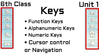 Keyboard Keys : Functions keys , Alphanumeric keys , Numeric keypad , Cursor control and navigation