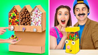 COOL DIY CARDBOARD CRAFTS FOR PARENTS || VENDING MACHINE FOR CANDY! Smart Ideas by 123 GO! Genius