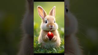 Adorable Bunny Eating Strawberries 🍓🐰 #cutebunny #bunnylife #cuteanimals