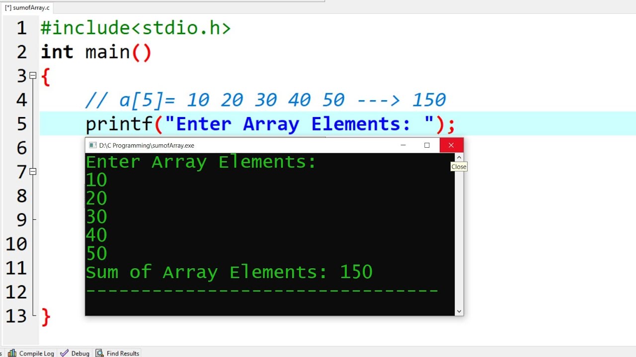 C Program To Calculate Sum Of Array Elements | Learn Coding - YouTube