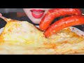 Lychee ASMR cheesy creamy lasagna bake fried BBQ sausage Mukbang bites only