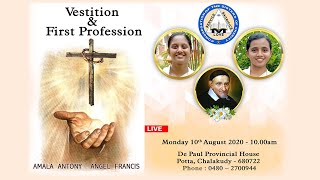 Vestition \u0026 First Profession I 10.08.2020 I Amala Antony \u0026 Angel Francis