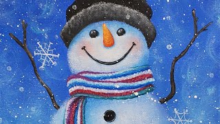 Easy Snowman Christmas Acrylic Painting LIVE Tutorial