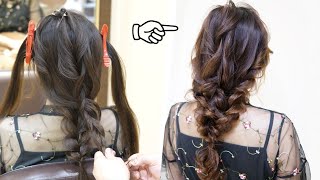 ☆かわいい編みおろしのヘアアレンジ！中級レベル！三つ編みとロープ編みでできます！hairdo 头发安排　การจัดเรียงผม 헤어 어레인지