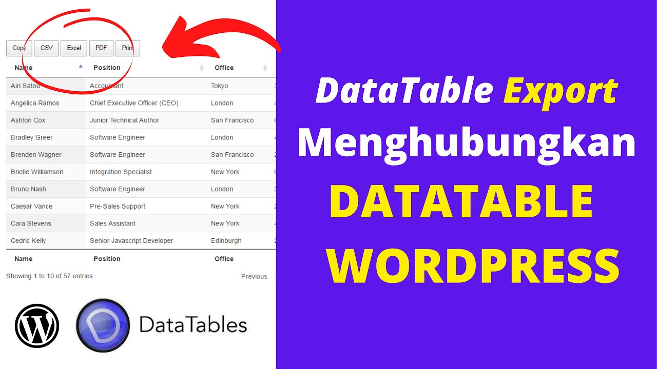 Membuat Datatable Dan Export Data Di Wordpress - YouTube