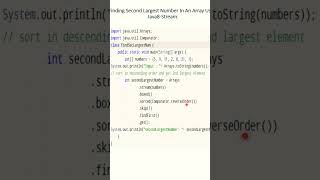 ✍Finding 2nd largest num in an array using stream api?#java #stream#coding #frequentlyaskedquestions