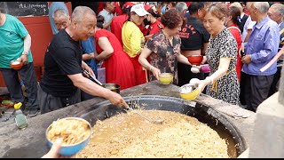 河北农村庙会500人吃斋饭，场面壮观，现场4台响器群殴，震撼人心