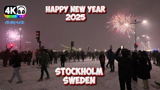 Heavy Snowstorm & Fireworks in Stockholm for New Year 2025 | 4K Footage of 31st night.