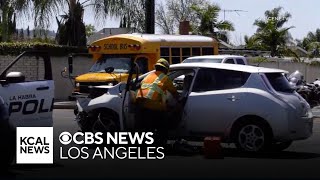 8 injured after crash involving school bus near La Habra high school