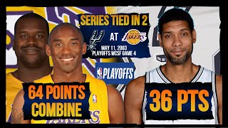 MVP Tim Duncan Vs Kobe Bryant & Shaquille O'Neal - Spurs at Lakers - 2003 Playoffs WCSF Game 4